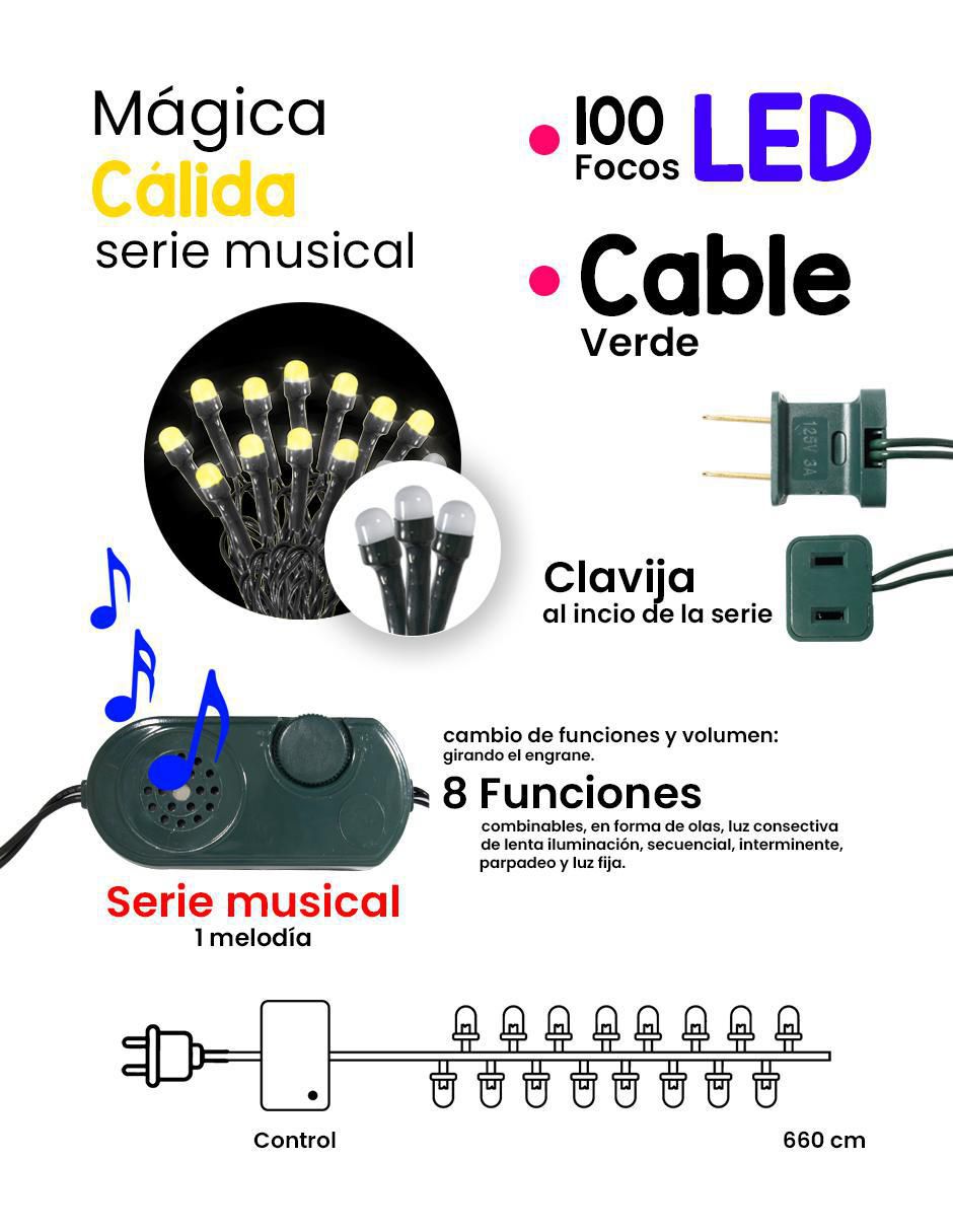 Serie cálida de led con 100 focos 4