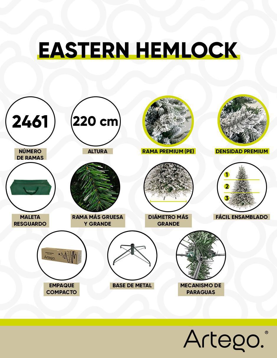 Árbol de navidad Hemlock 220 de plástico