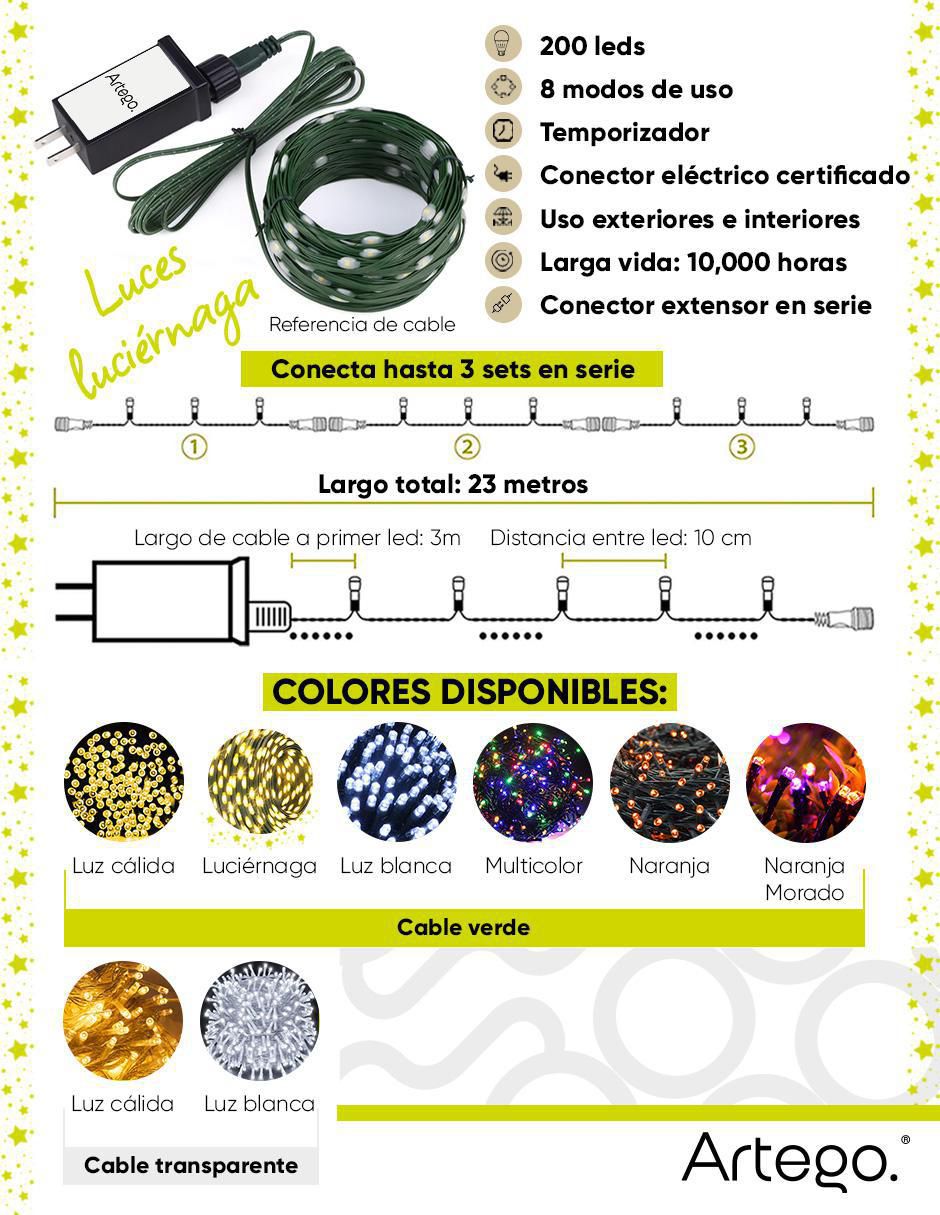Serie cálida de led con 200 focos 6