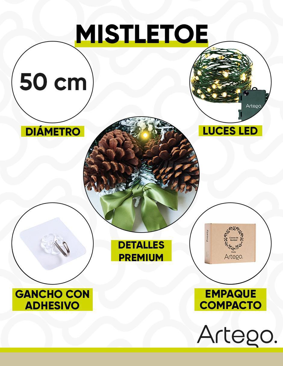 Corona navideña Artego Mistletoe Iluminada