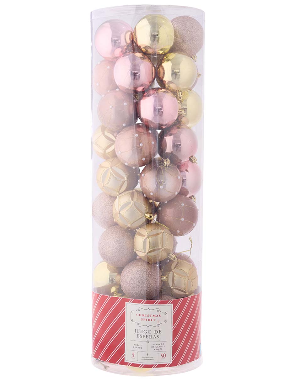 Set de esferas navideñas Rosa con 50 piezas Set de esferas navideñas Rosa con 50 piezas