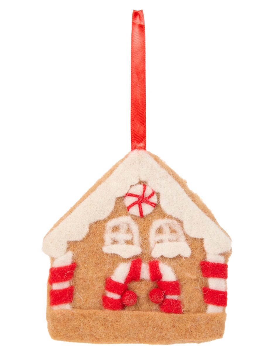 Ornamento Navidad casa de jengibre Roja