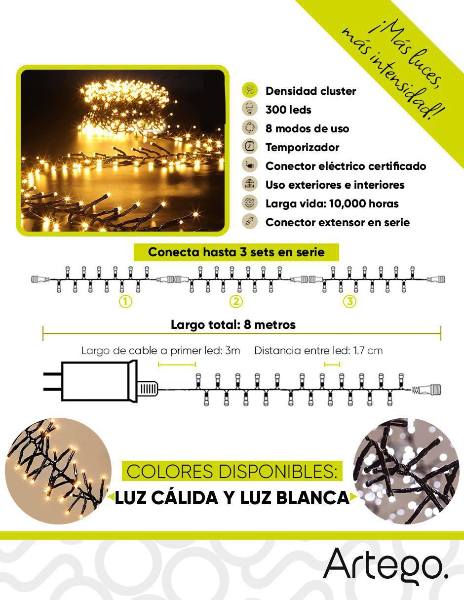 Serie led Navidad Cluster con 300 focos 8