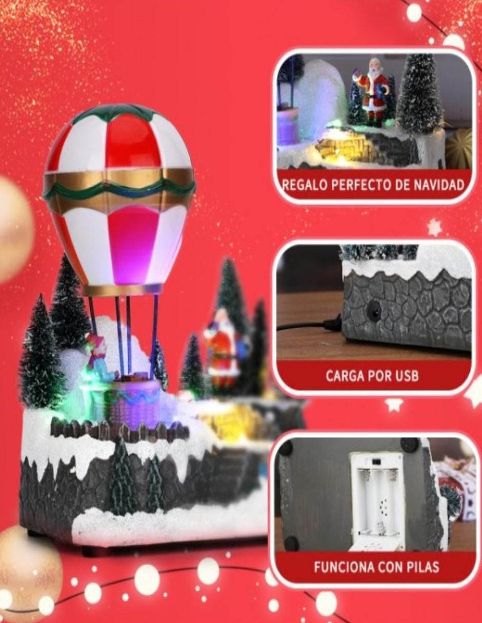 Figura decorativa navideña Globo Aerostático Con Luces de resina 2