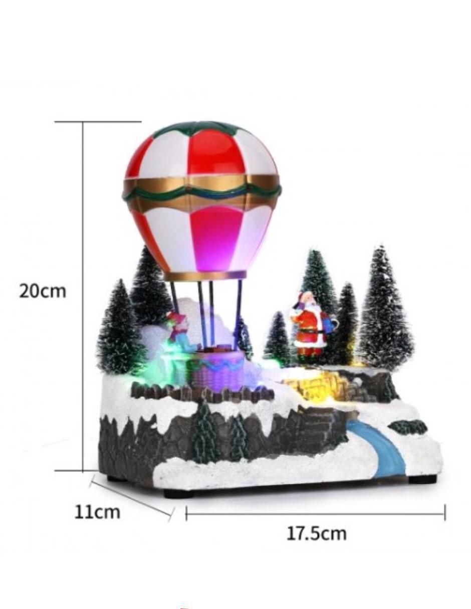 Figura decorativa navideña Globo Aerostático Con Luces de resina 6