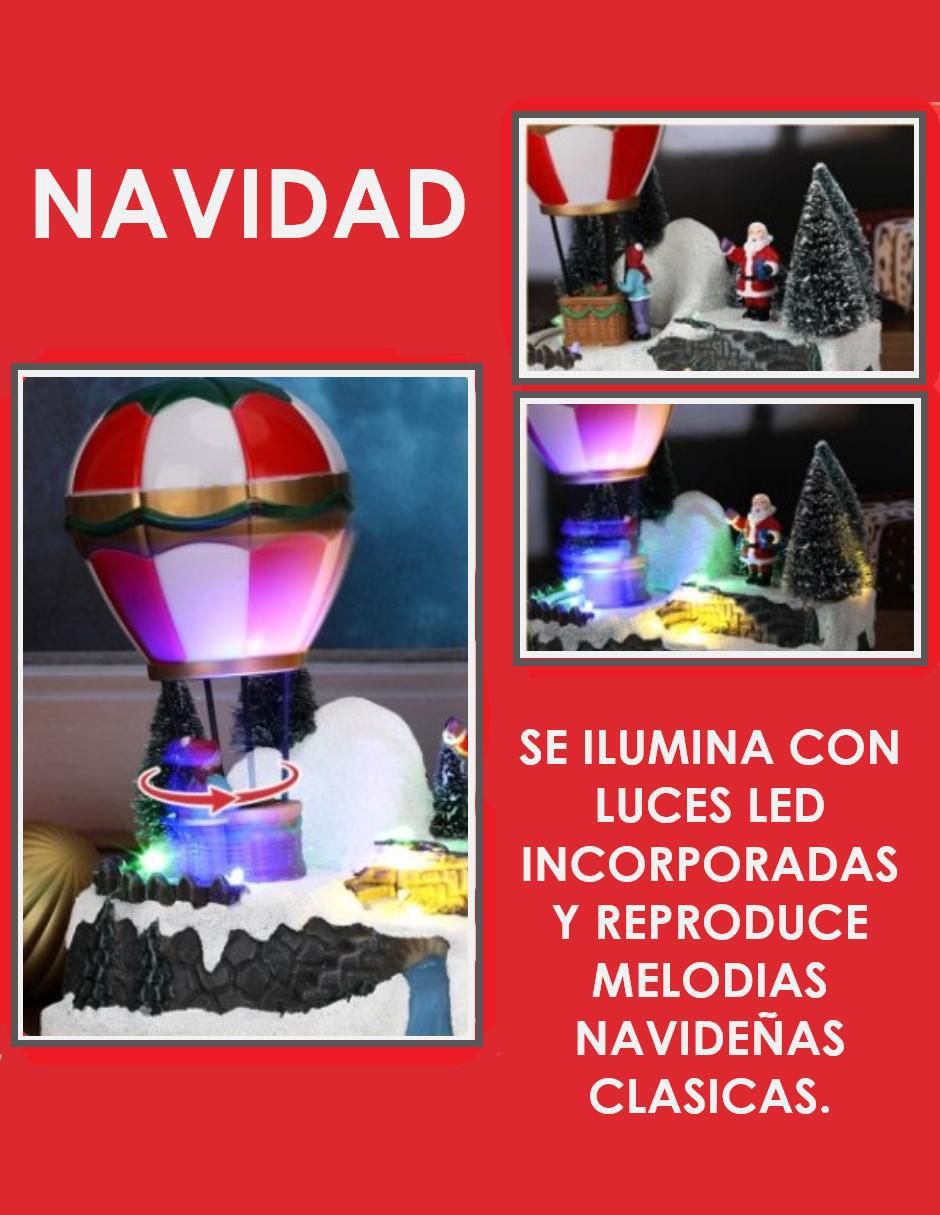 Figura decorativa navideña Globo Aerostático Con Luces de resina 3