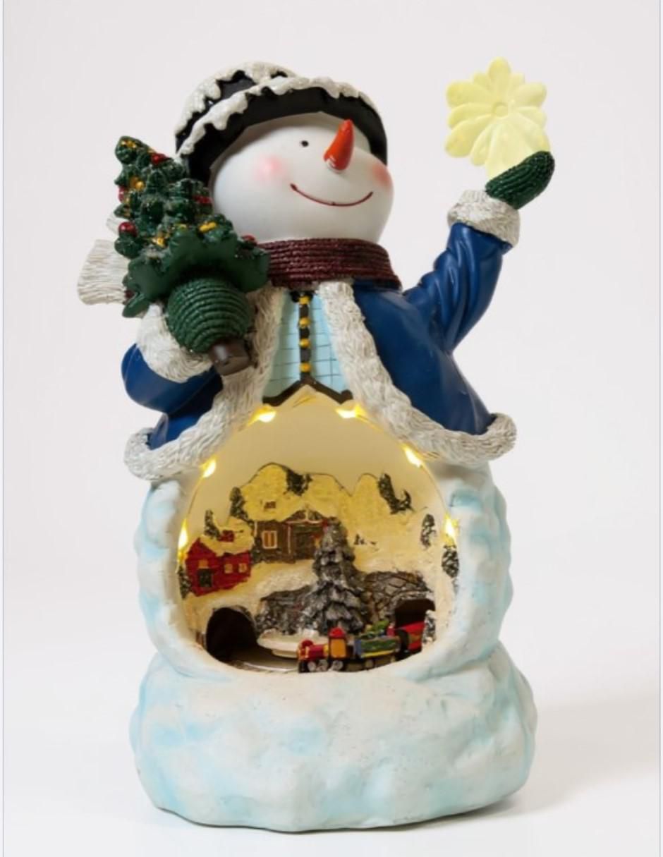 Figura decorativa de muñeco nieve Navidad de resina Figura decorativa de muñeco nieve Navidad de resina