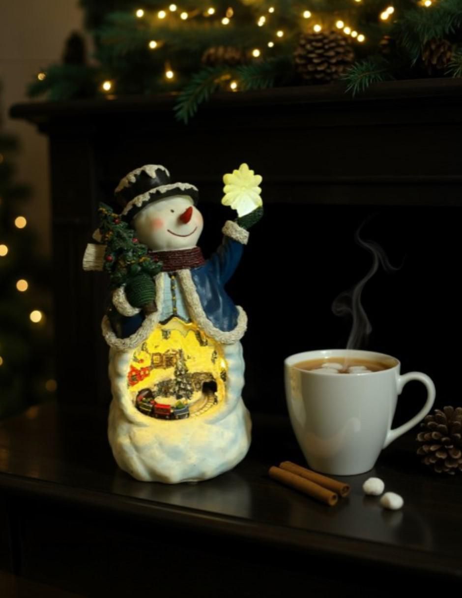 Figura decorativa de muñeco nieve Navidad de resina