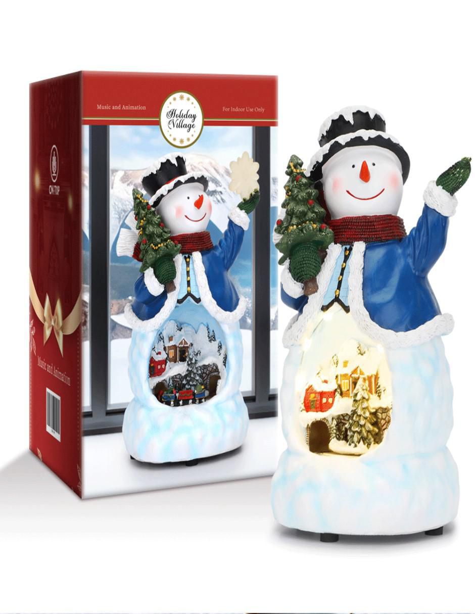 Figura decorativa de muñeco nieve Navidad de resina