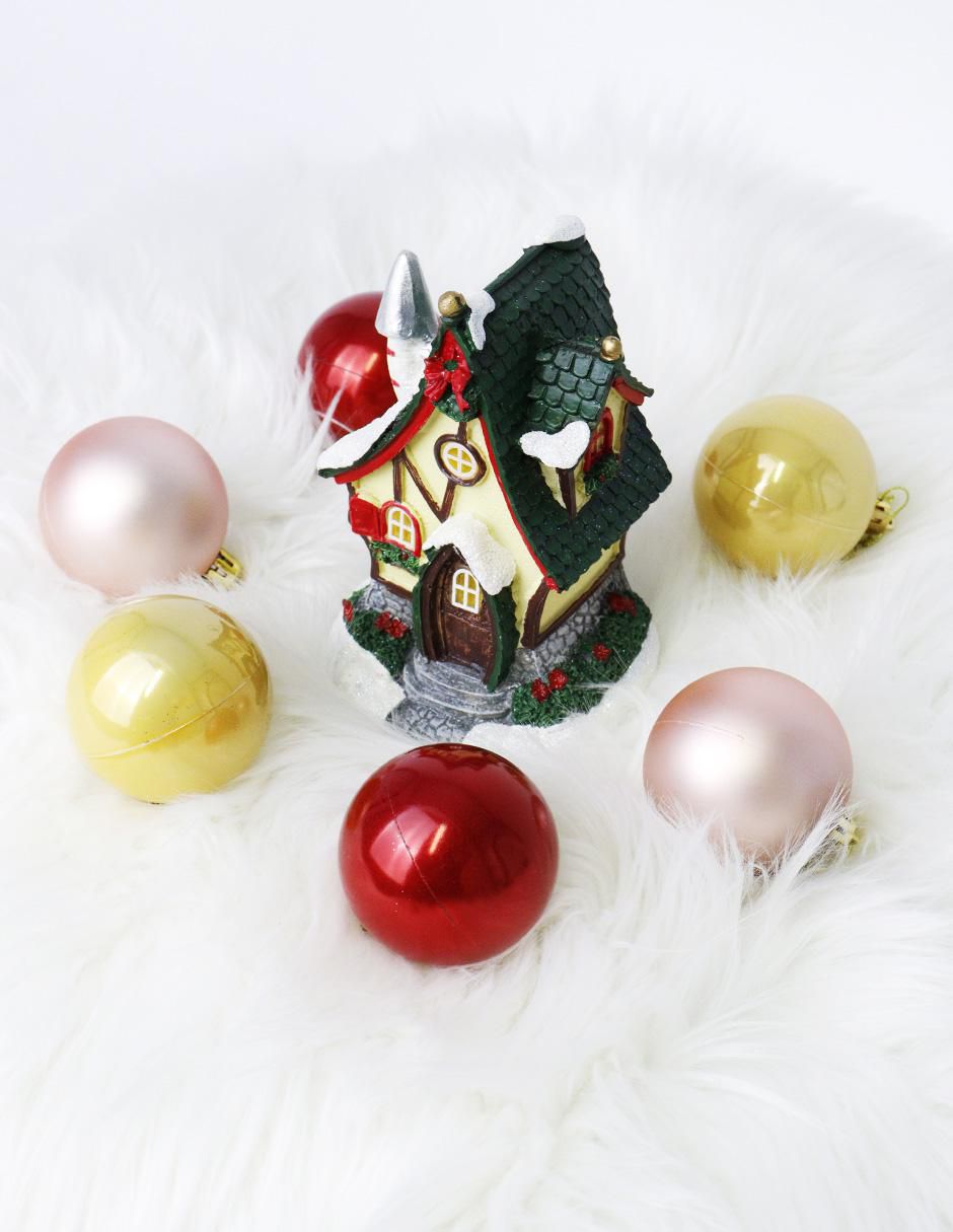 Figura decorativa de casa Navidad Casa Navideña de resina