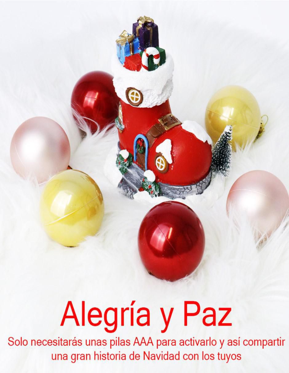 Figura decorativa de bota Navidad de resina