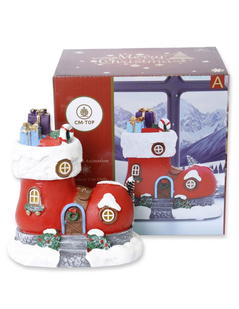 Figura decorativa de bota Navidad de resina