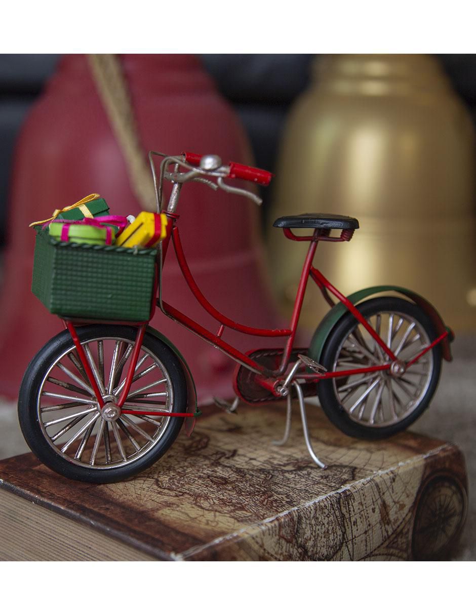 Figura decorativa de bicicleta Navidad de metal