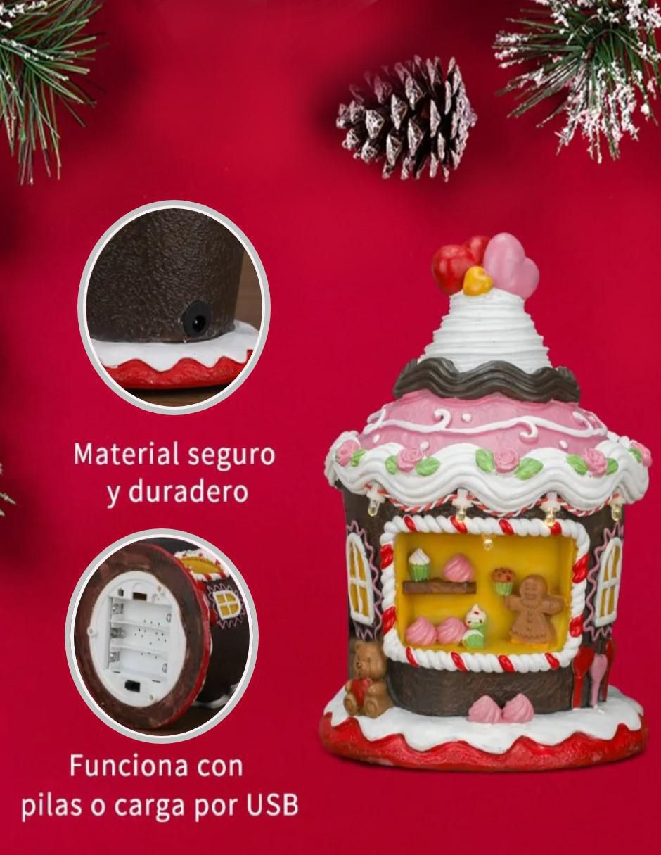 Figura decorativa de casa Navidad Casa de Jengibre de resina 5