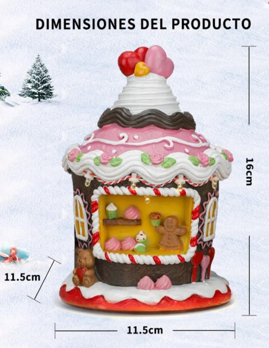 Figura decorativa de casa Navidad Casa de Jengibre de resina 6
