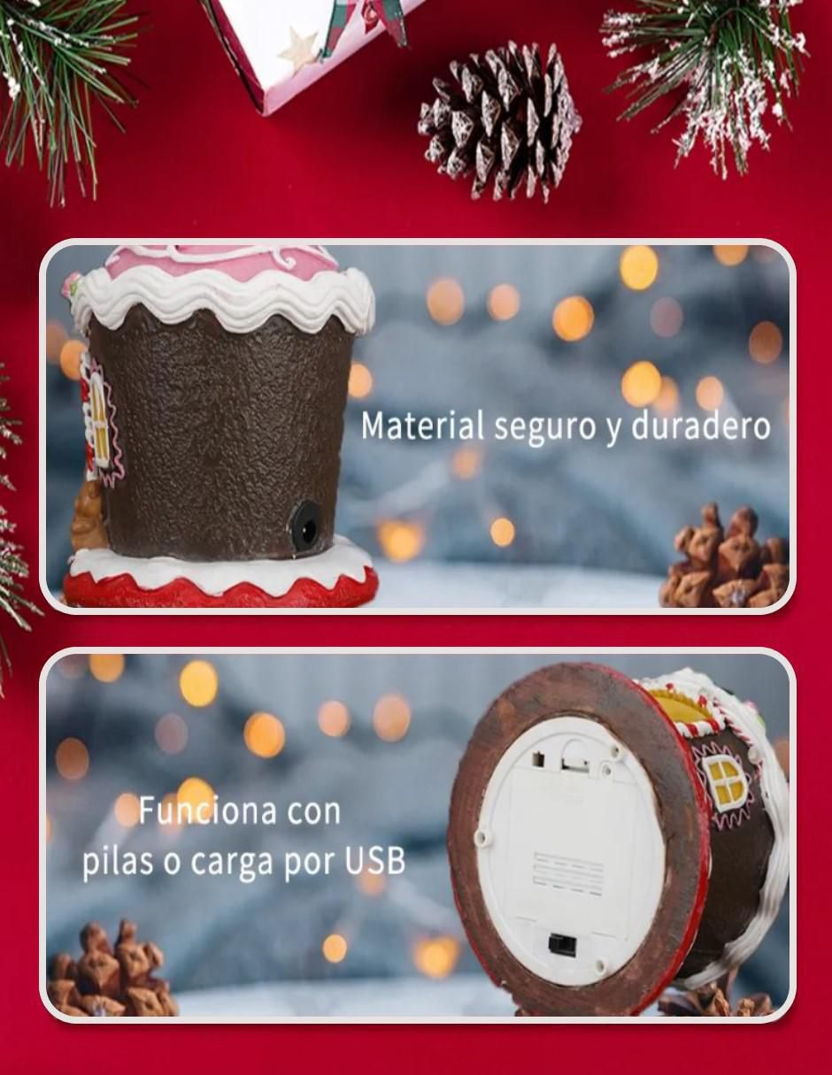 Figura decorativa de casa Navidad Casa de Jengibre de resina 4