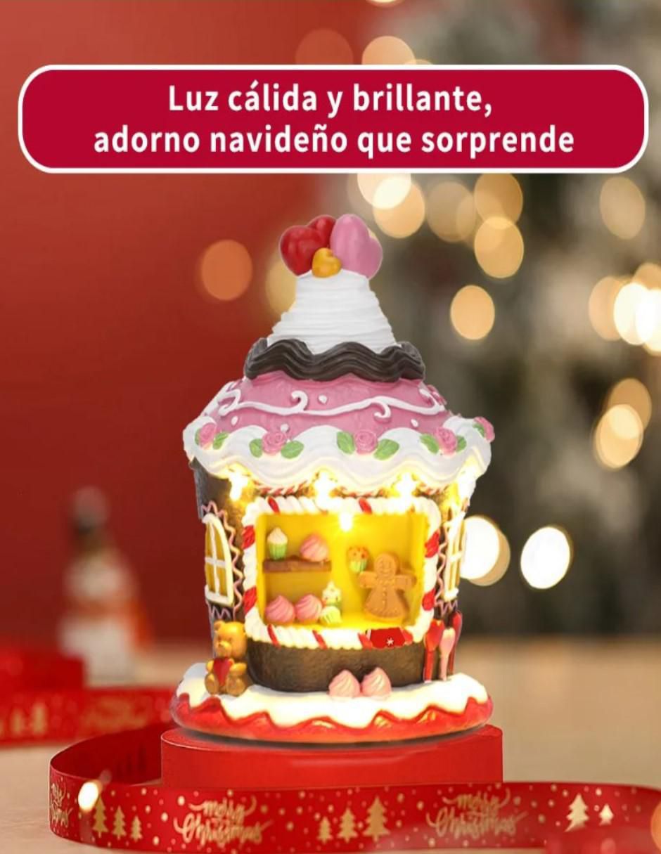 Figura decorativa de casa Navidad Casa de Jengibre de resina 3