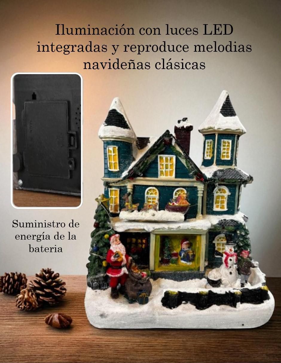 Figura decorativa de casa Navidad Casa Navideña con Luces de resina