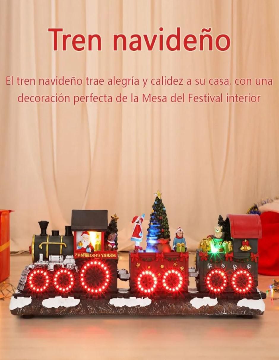 Figura decorativa de tren Navidad Tren Navideño de resina
