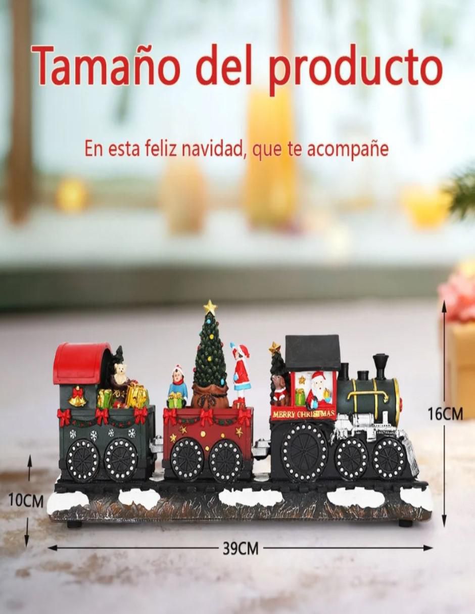 Figura decorativa de tren Navidad Tren Navideño de resina 5