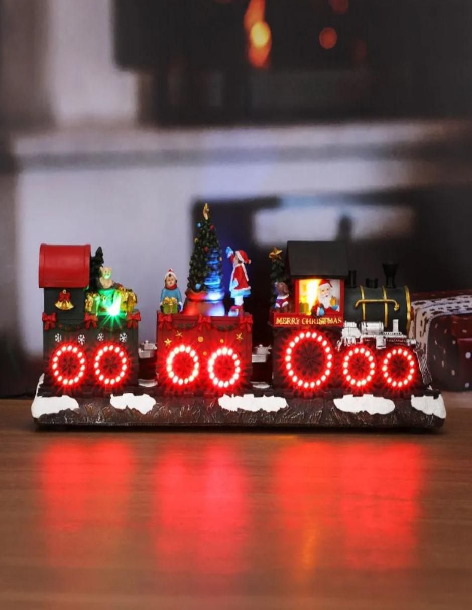 Figura decorativa de tren Navidad Tren Navideño de resina