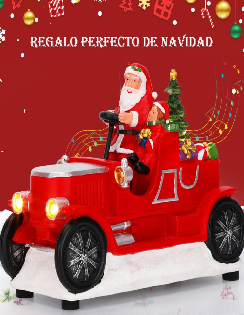Figura decorativa navideña Navideña De Carrito De Santa Claus de resina 3