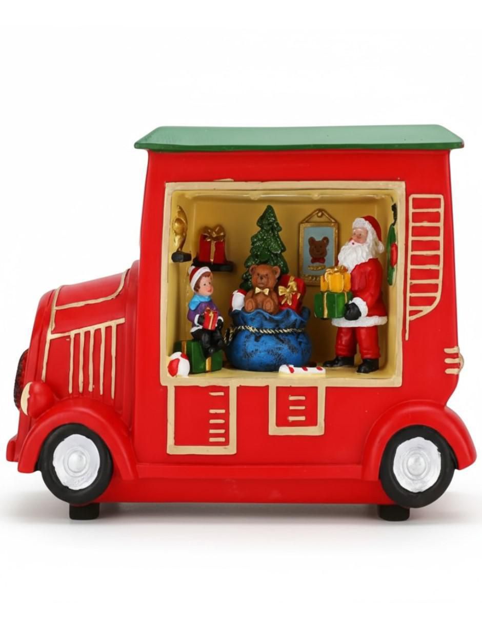 Figura decorativa navideña Navideña Coche De Santa de resina 2