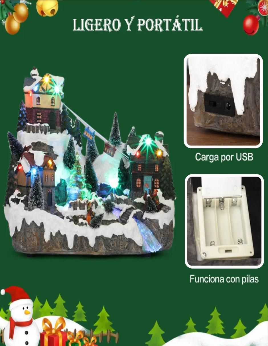 Figura decorativa de villa Navidad Montaña con Villa Navideña de resina