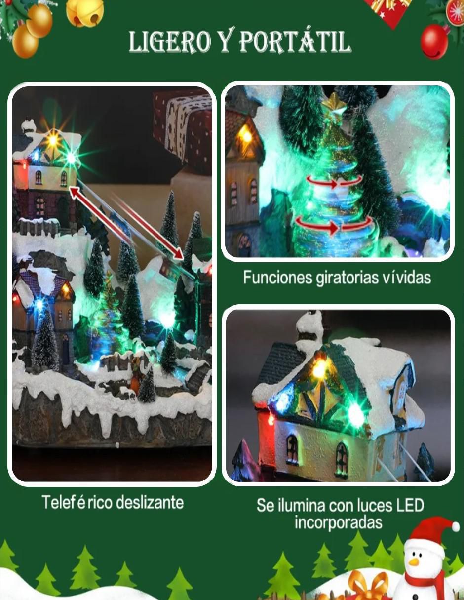 Figura decorativa de villa Navidad Montaña con Villa Navideña de resina