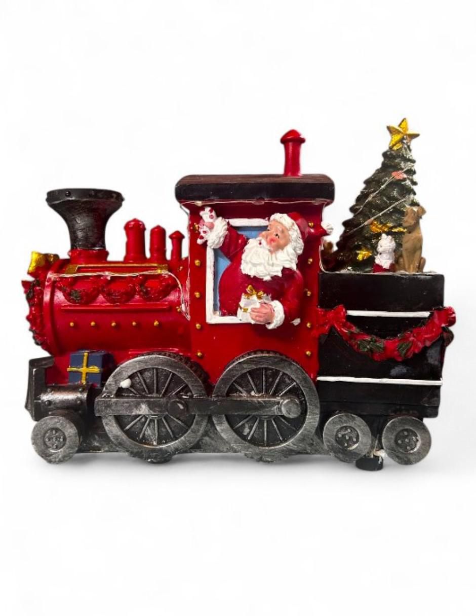 Figura decorativa navideña Tren De Santa Claus de resina