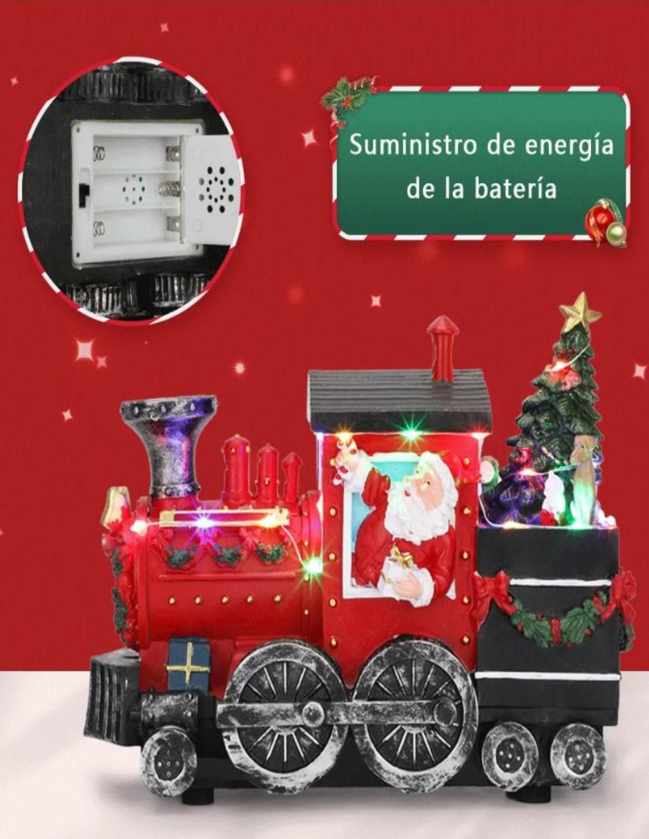 Figura decorativa navideña Tren De Santa Claus de resina 2