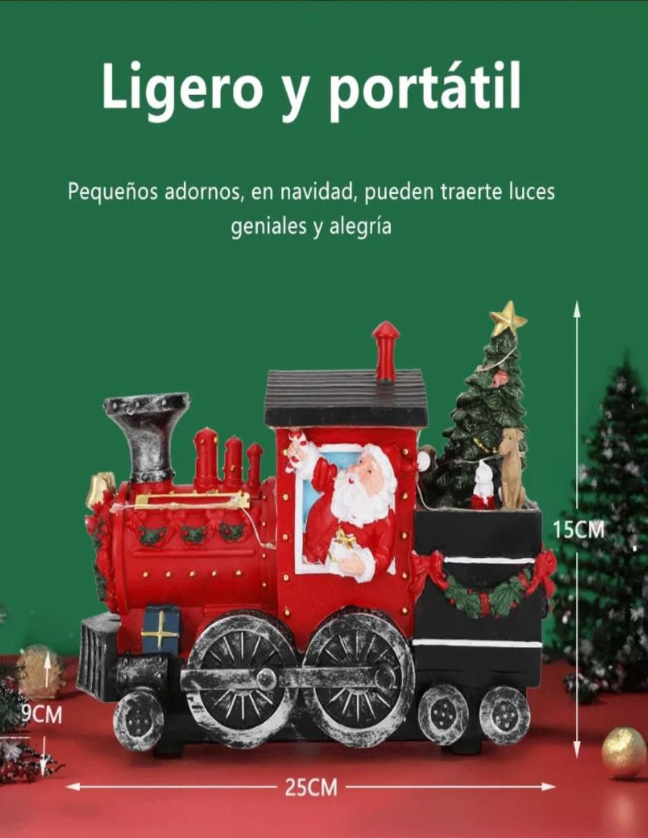 Figura decorativa navideña Tren De Santa Claus de resina 7