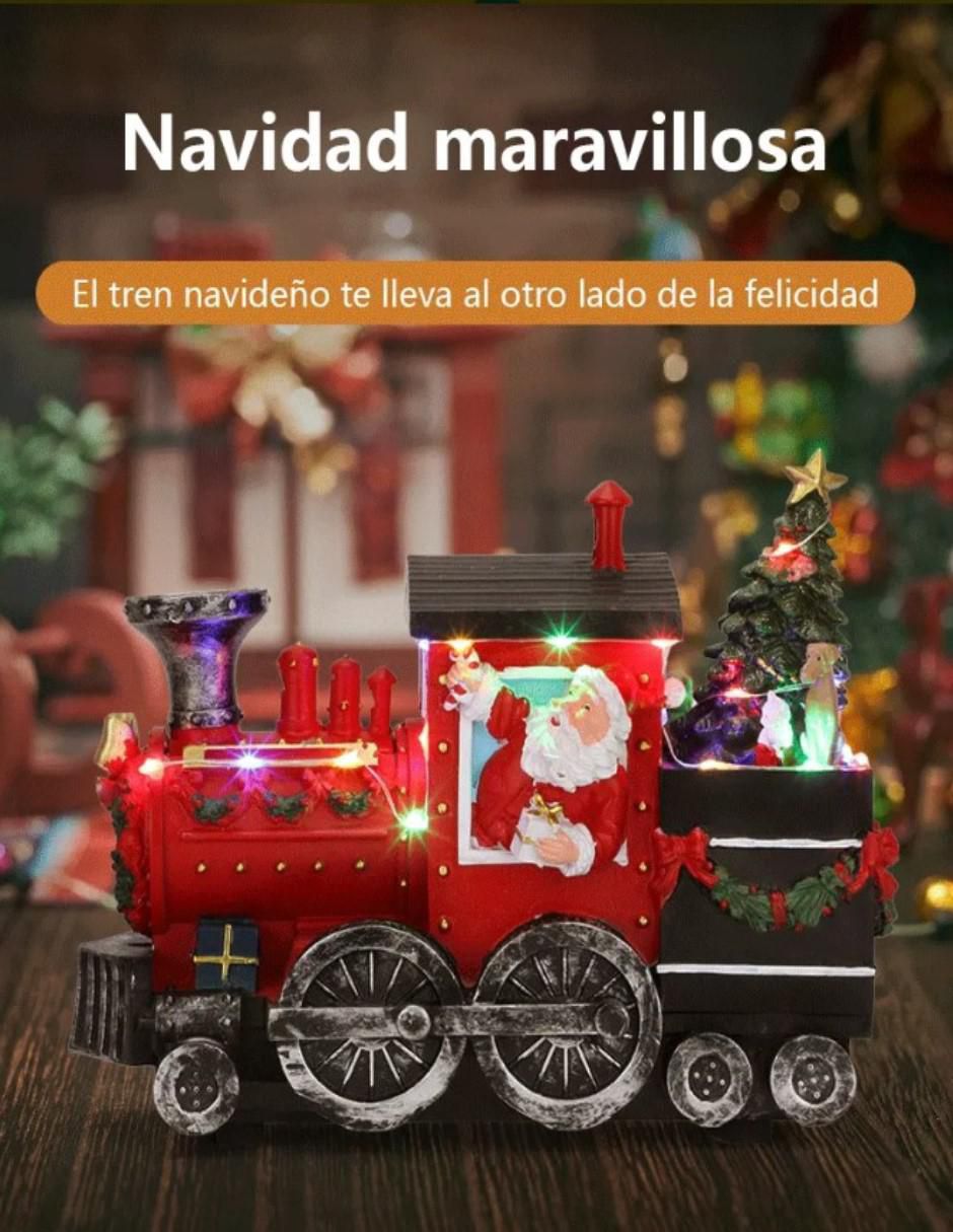 Figura decorativa navideña Tren De Santa Claus de resina 4