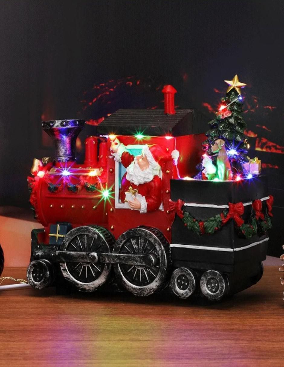 Figura decorativa navideña Tren De Santa Claus de resina 5