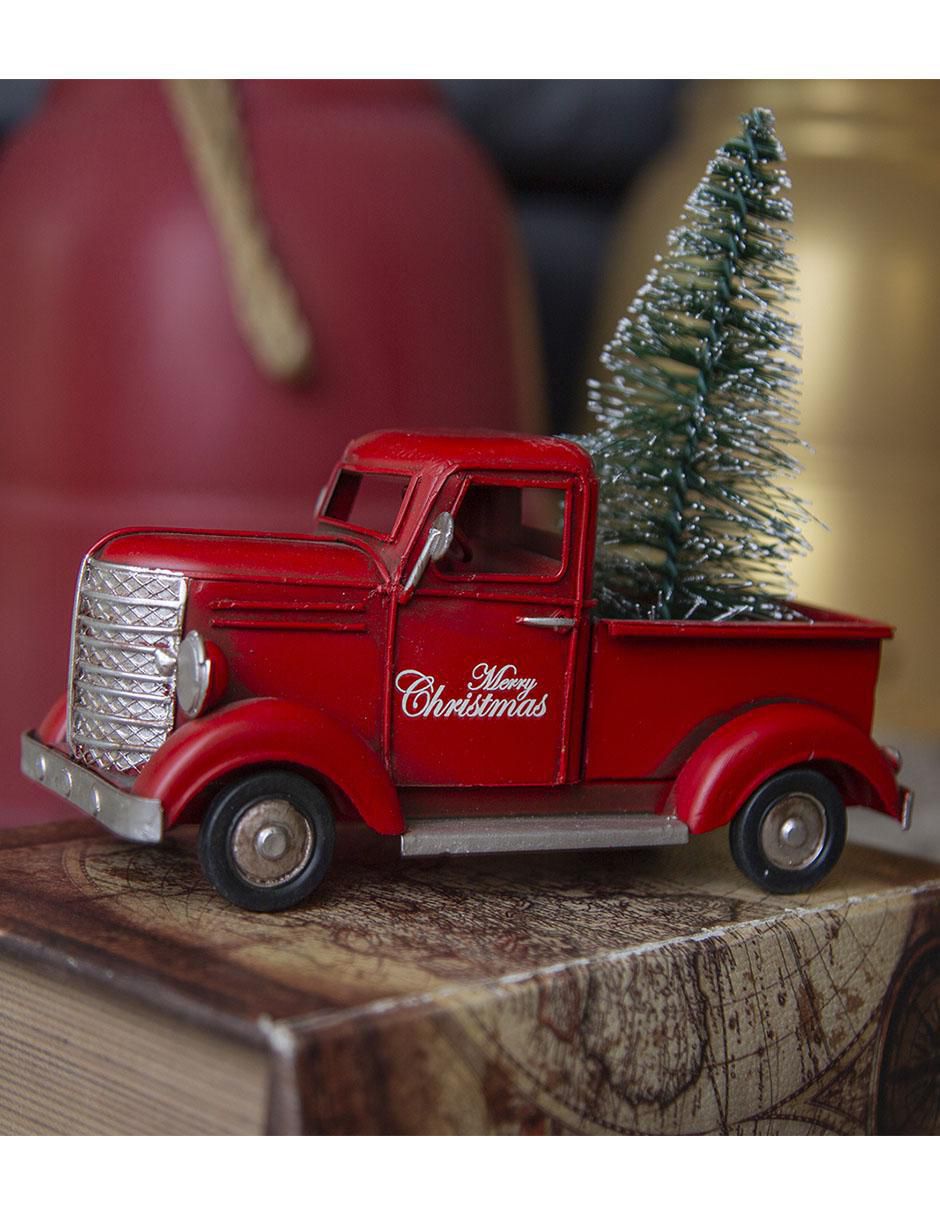 Figura decorativa navideña de camioneta de metal 2