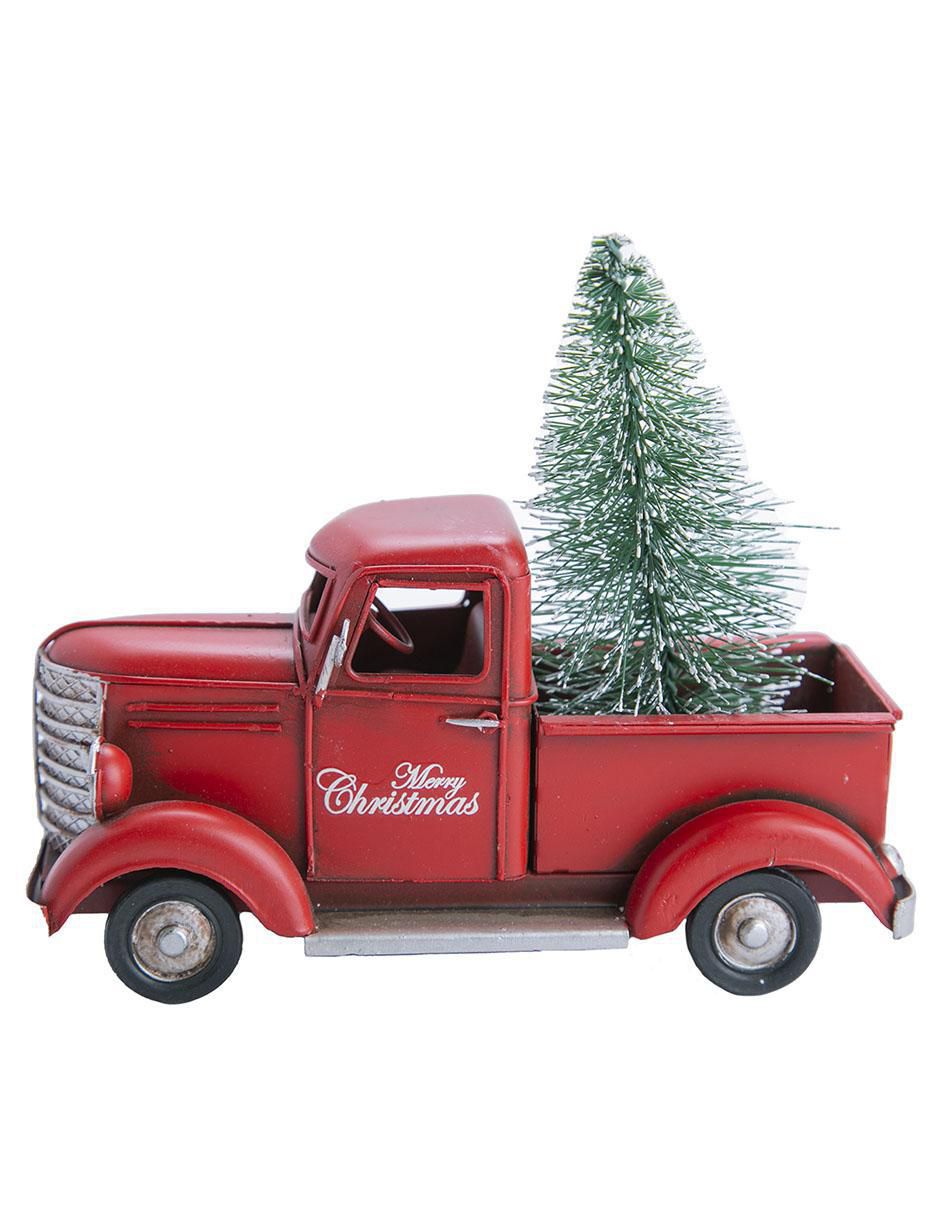 Figura decorativa navideña de camioneta de metal 3