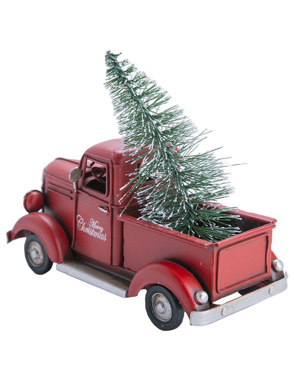 Figura decorativa navideña de camioneta de metal 4