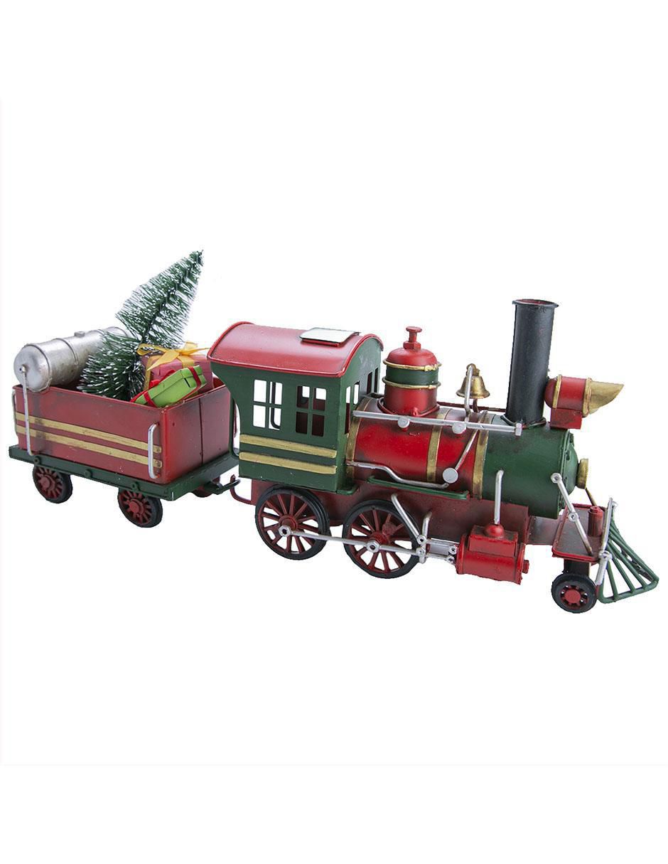 Figura decorativa de tren Navidad de metal