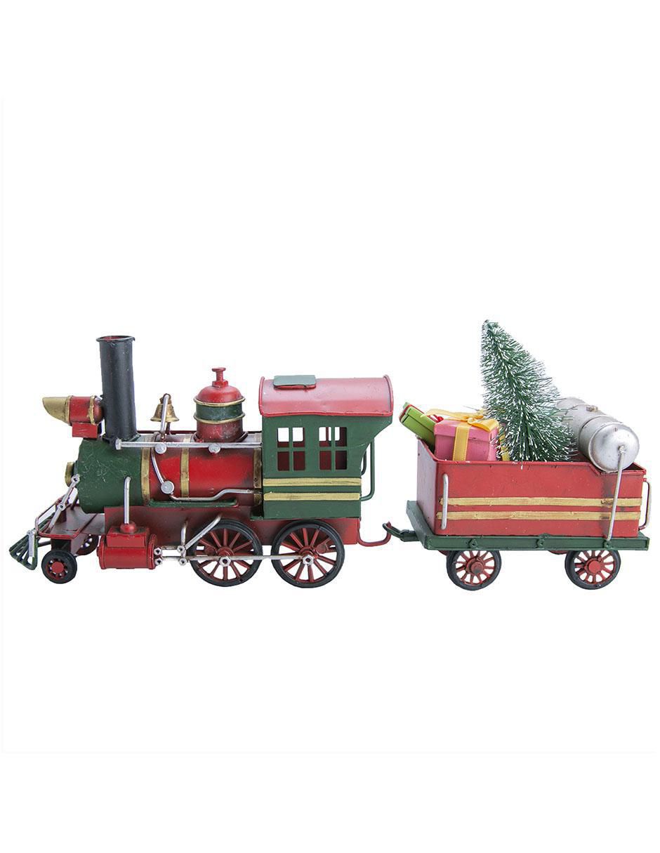 Figura decorativa de tren Navidad de metal
