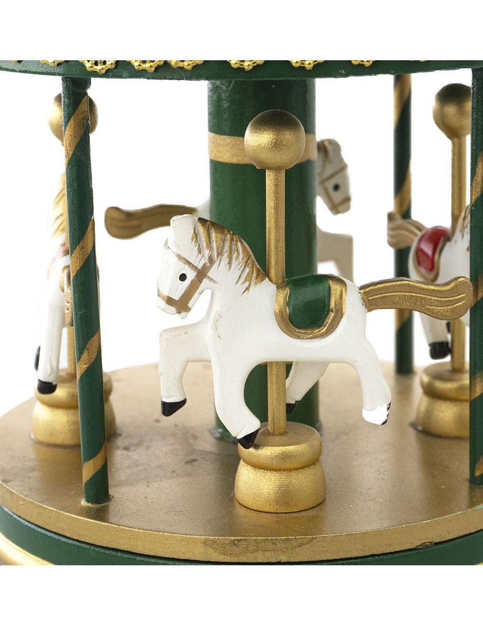 Figura decorativa de carrusel Navidad de madera
