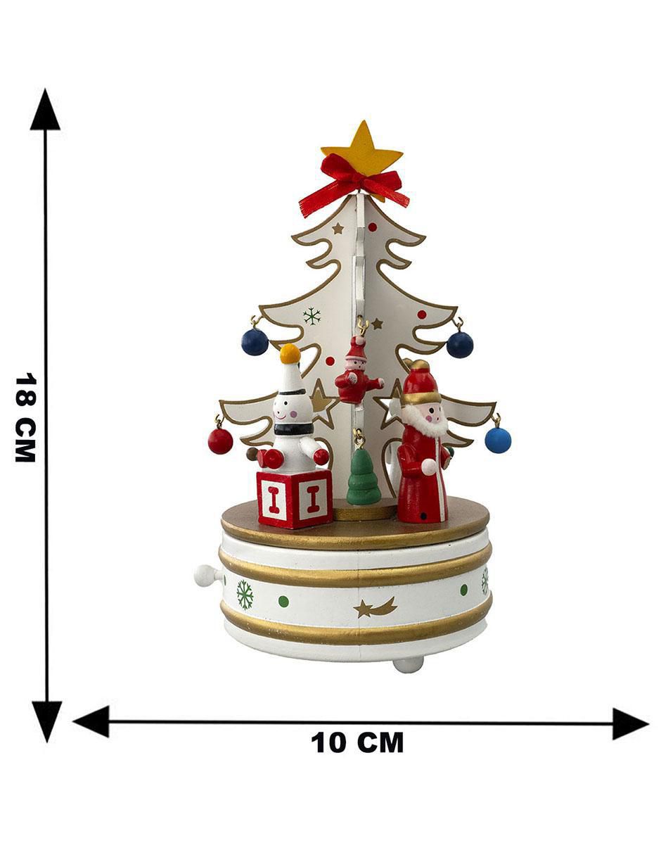 Caja musical de árbol navidad Navidad de madera 5
