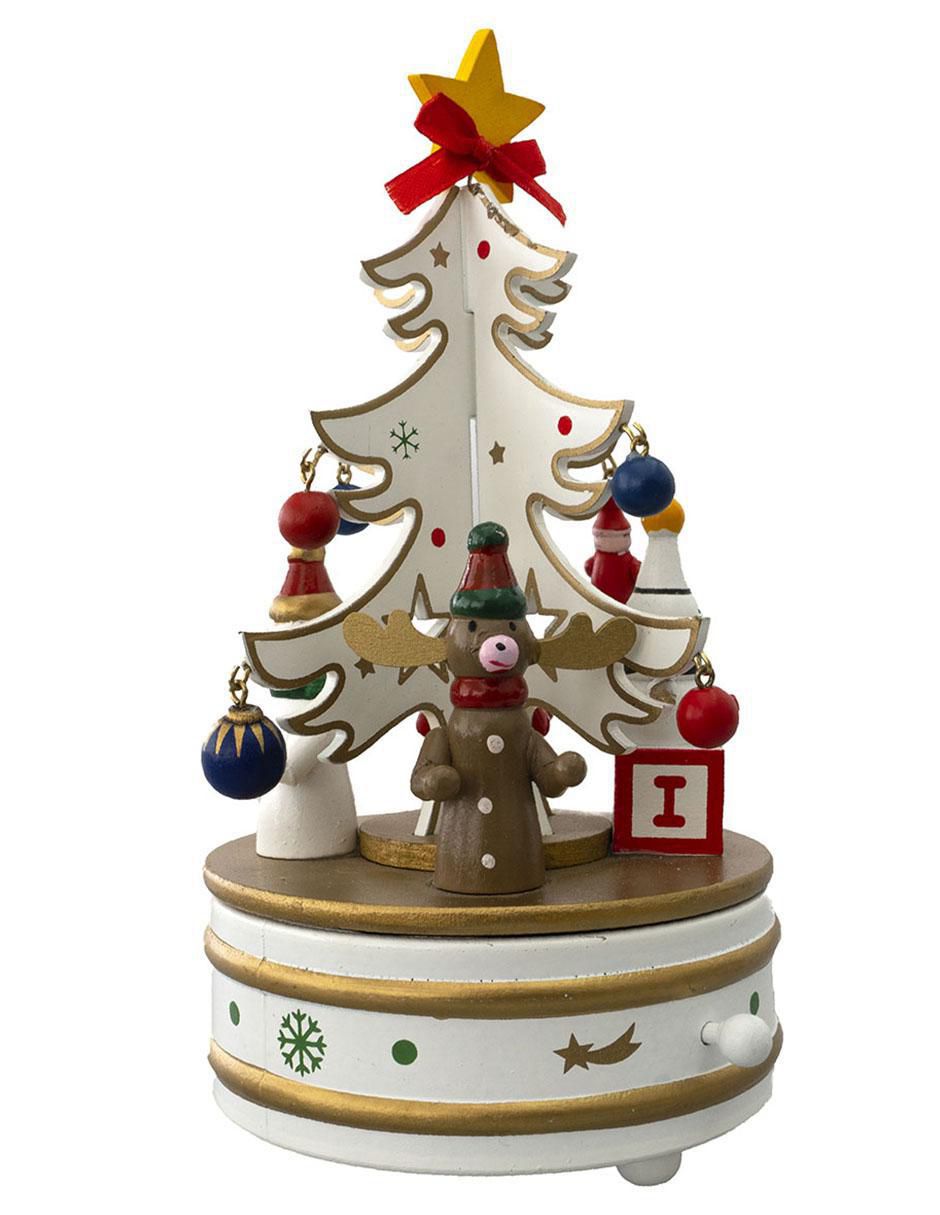Caja musical de árbol navidad Navidad de madera 3