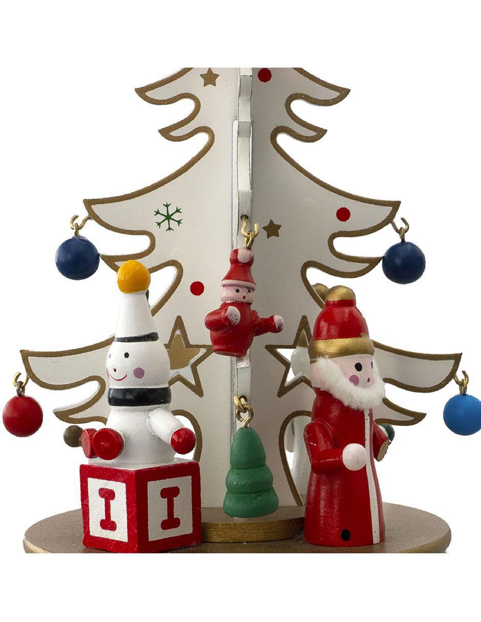 Caja musical de árbol navidad Navidad de madera 2