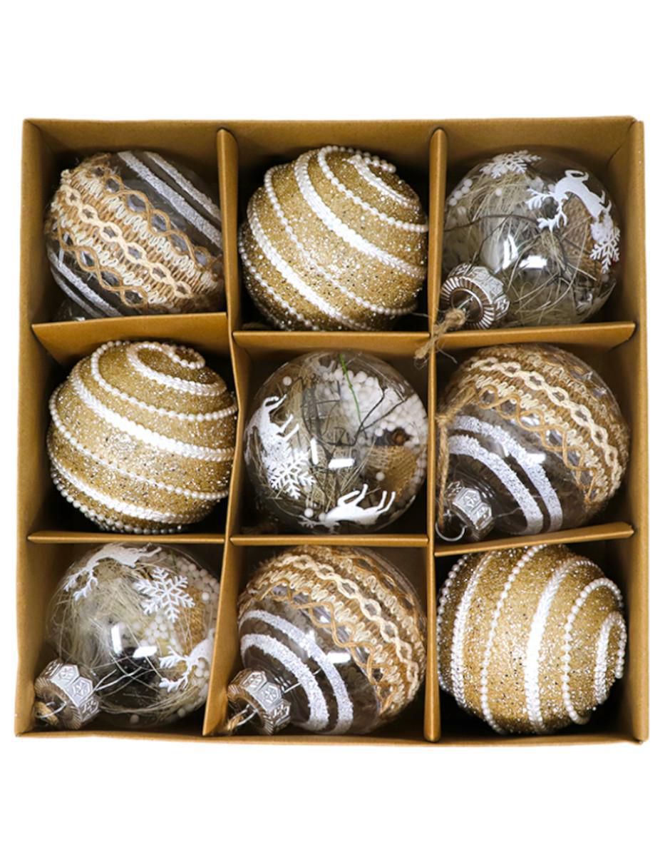 Set de esfera navideña brillo con 9 piezas Set de esfera navideña brillo con 9 piezas