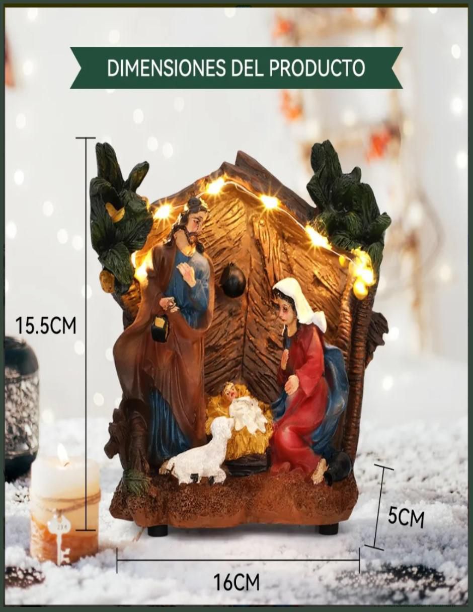 Figura decorativa navideña Pesebre Con Luces de resina 6