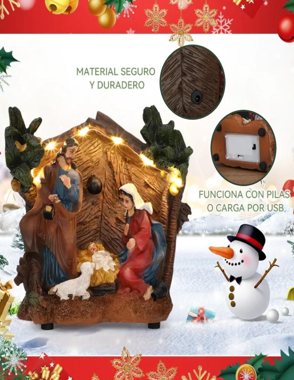 Figura decorativa navideña Pesebre Con Luces de resina 3