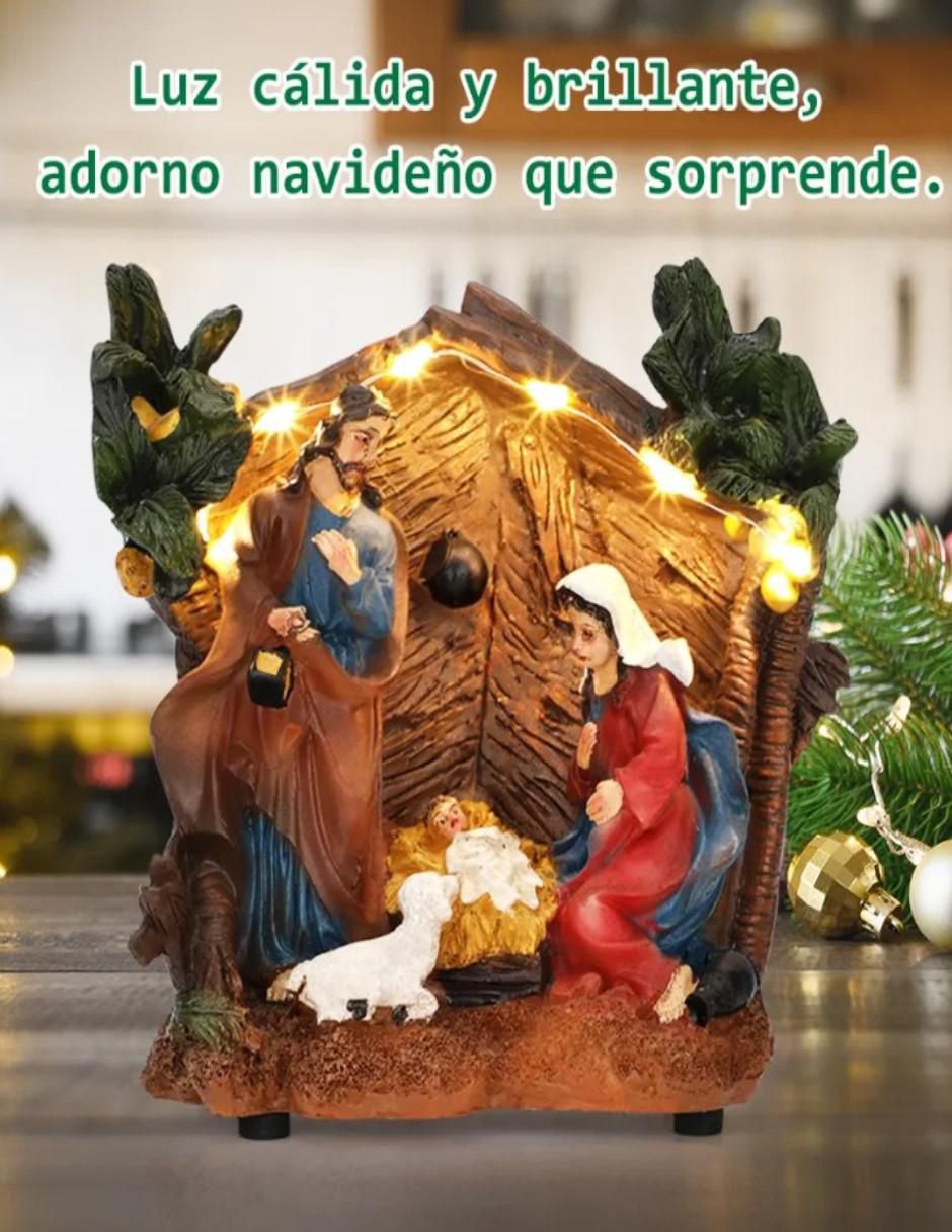Figura decorativa navideña Pesebre Con Luces de resina 4