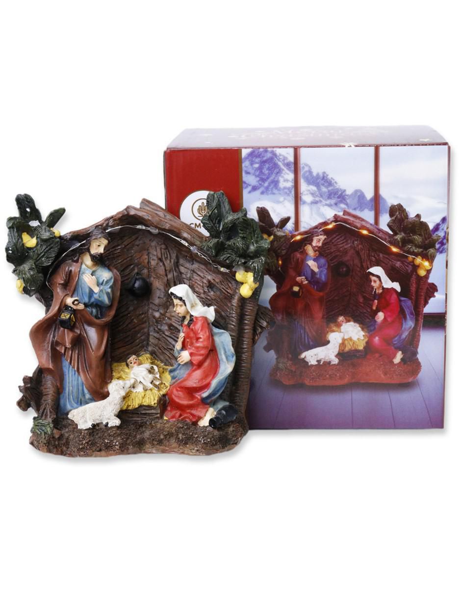 Figura decorativa navideña Pesebre Con Luces de resina 5