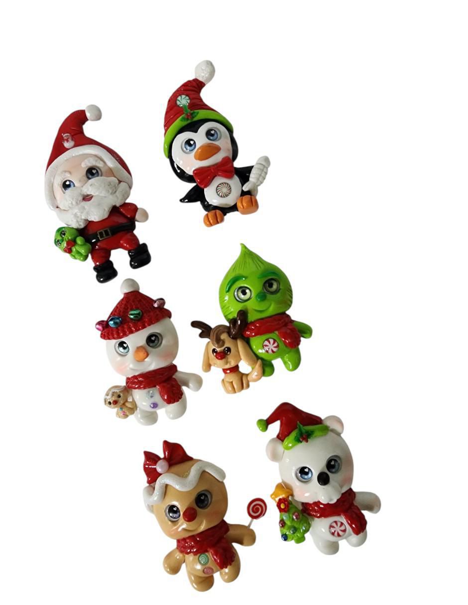 Set imanes Limerence by Claudia Herrera Pingüino y Santa Claus para decoración