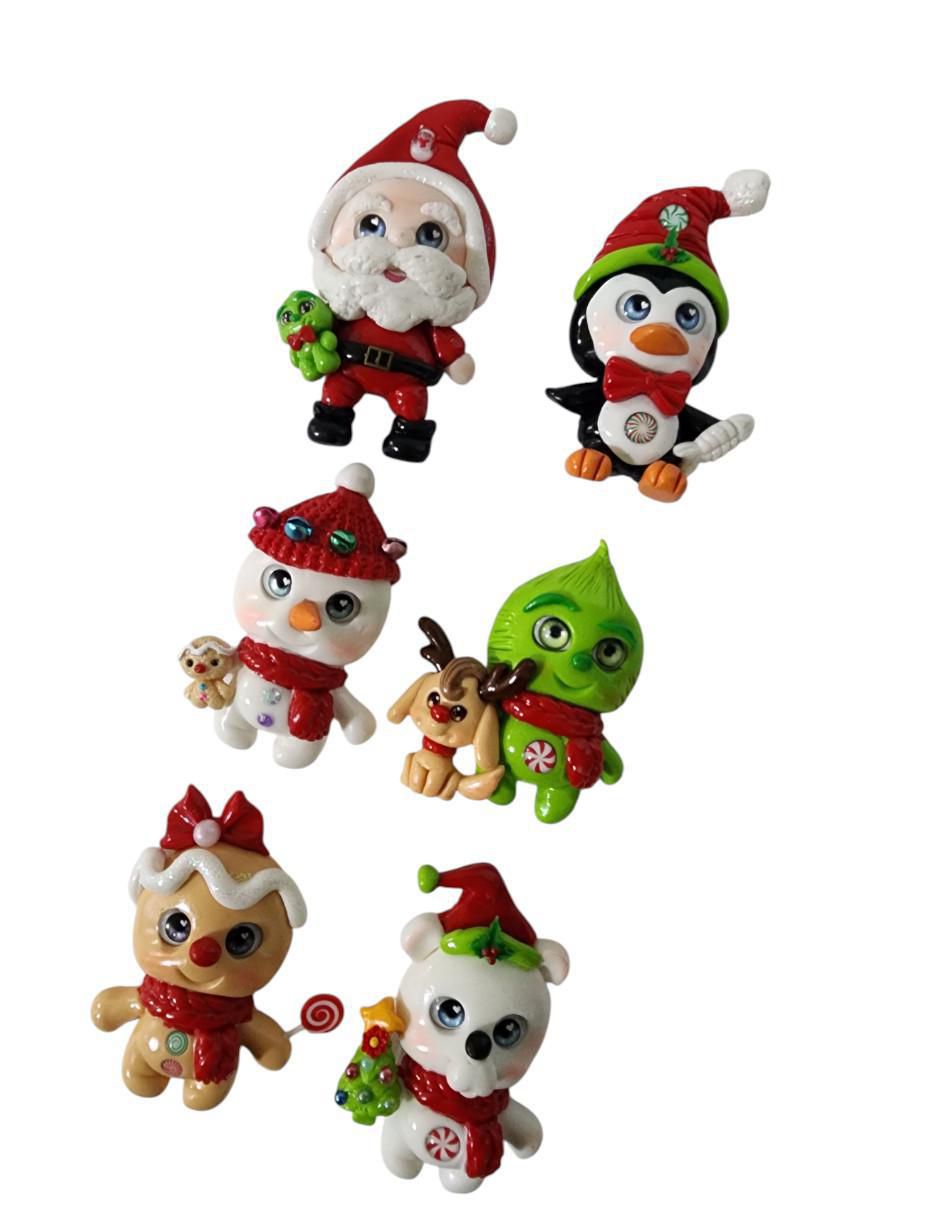 Set imanes Limerence by Claudia Herrera Pingüino y Santa Claus para decoración